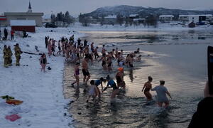 Isbadere på Isbadestranda