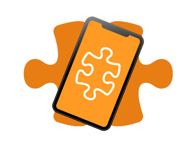Orange puslespill på mobil