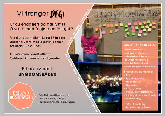 Flyer med info om hvordan stille til valg i Ungdomsrådet