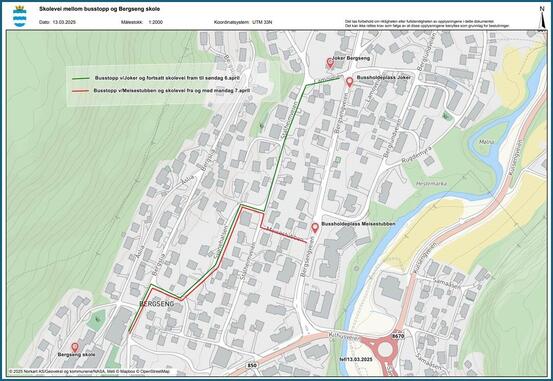 På grunn av arbeidene som pågår på Bergseng, må vi flytte et busstopp og endre gangtrasé for elever ved Bergseng skole.