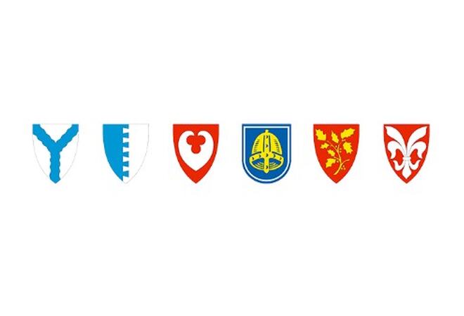 Logoane til samarbeidskommunane i FOS Sunnhordland