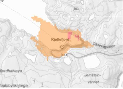 Illustrasjon  - berørt område Kjøllefjord nedetid