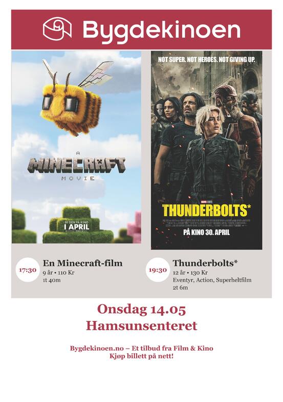 Plakat Bygdekino mai 2025