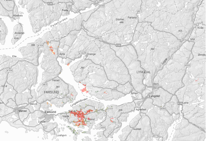 Kart som viser hvor kapasitet og dekning kan forsvinne