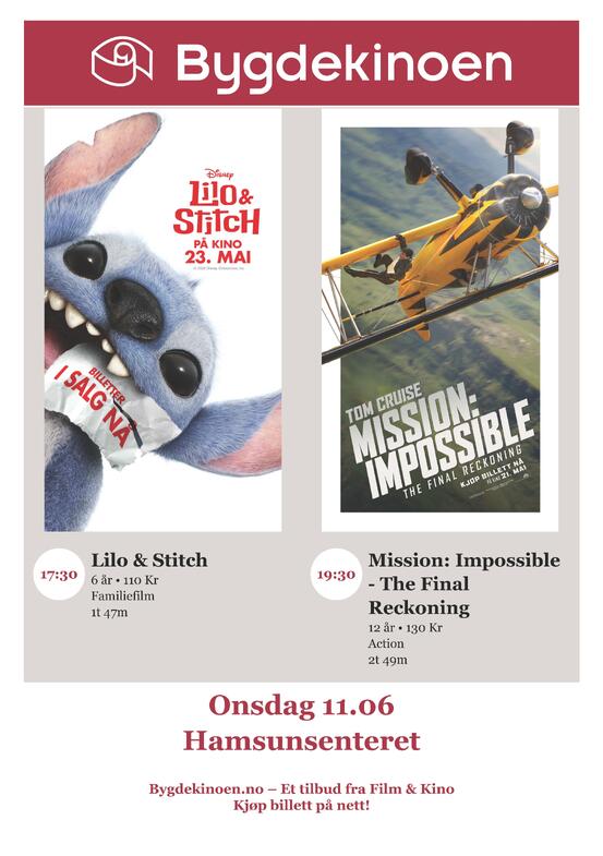 Plakat Bygdekino juni 2025