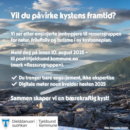 Plakat med naturbilde og tekst over