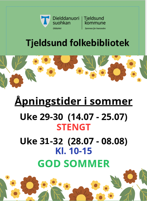 Plakat åpningstider bibliotek sommer 2025