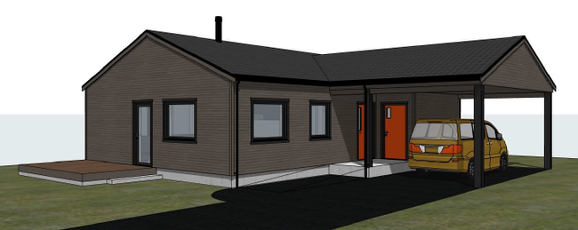 Illustrasjon av hus med carport