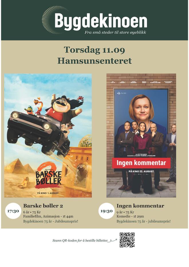 Plakat Bygdekino Oppeid sept 2025
