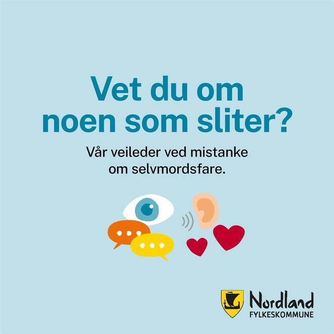Plakat Vet du om noen som sliter? med øye, hjerter og øre