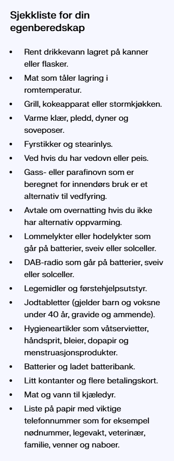 Sjekkliste for egenberedskap