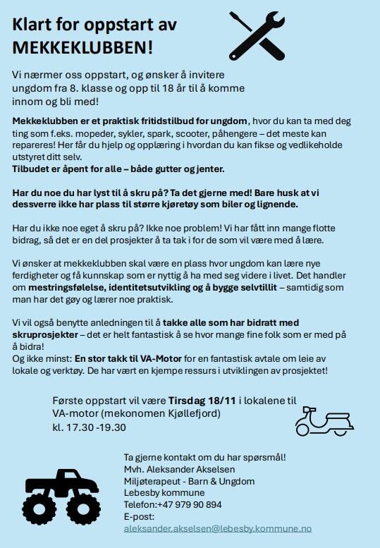 Plakat om oppstart Mekkeklubben