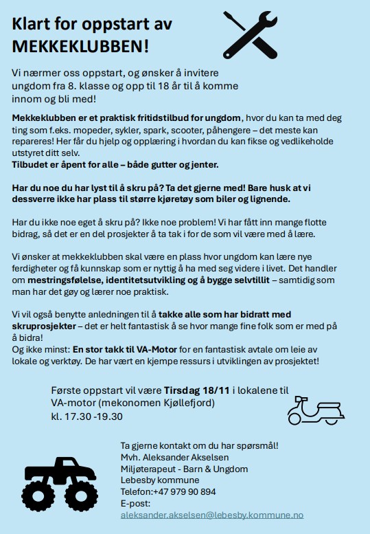 Plakat om oppstart Mekkeklubben