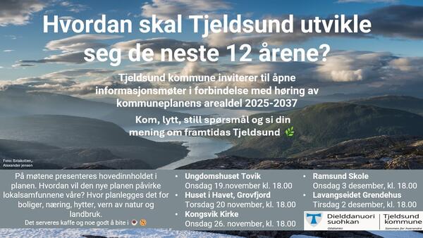 Plakat med tekst om informasjonsmøte