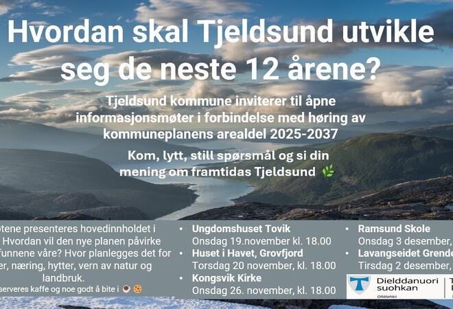 Plakat med tekst om informasjonsmøte