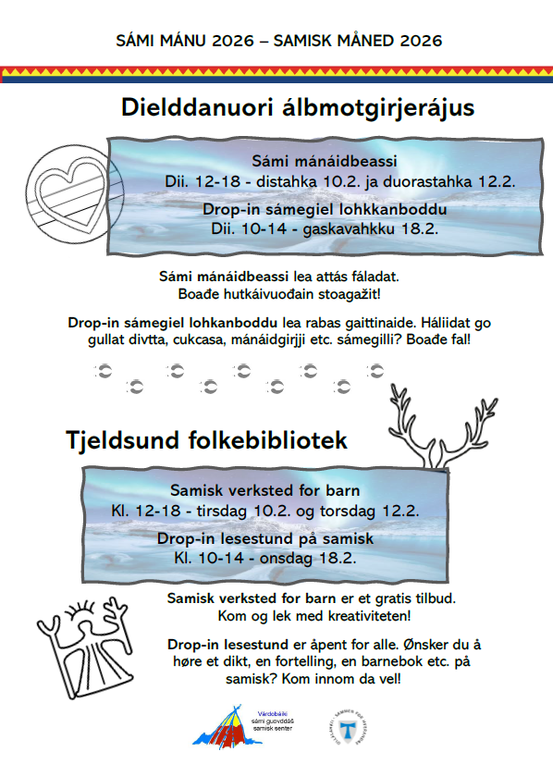 Plakat med tekst som i artikkelen, også på samisk