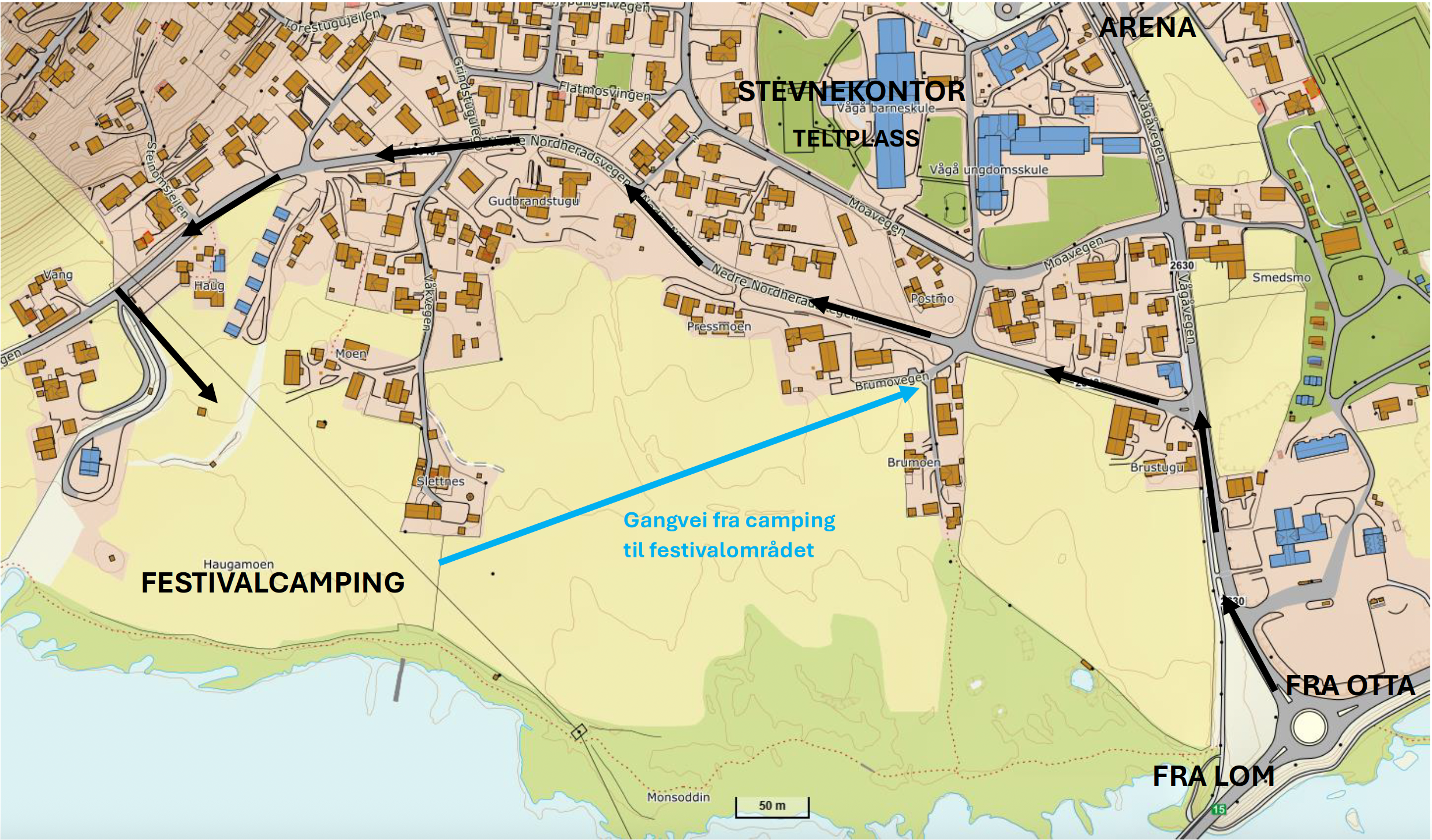 Kart innsjekk campingen
